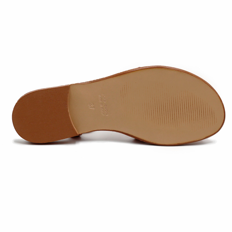 vue dessous sandales plates croisees cuir daim cognac jules & jenn