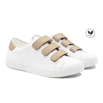 baskets a scratch fibre de mais blanc & camel jules & jenn