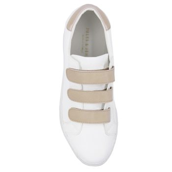 vue dessus baskets a scratch fibre de mais blanc & camel jules & jenn