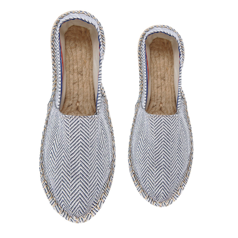 vue dessus espadrilles toile coton recycle blanc bleu jules & jenn