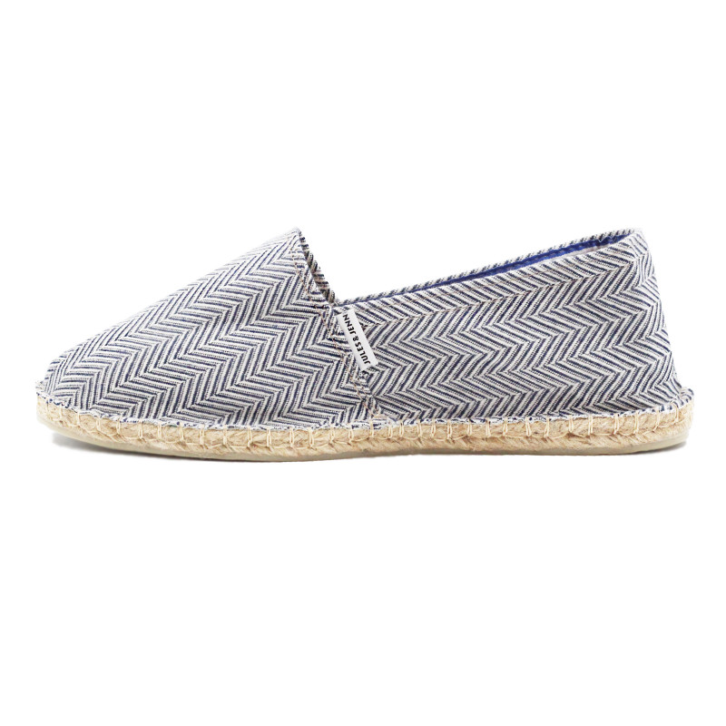 vue exterieur espadrilles toile coton recycle blanc bleu jules & jenn