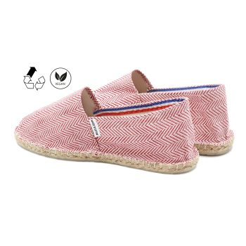 vue arriere espadrilles toile coton recycle blanc rouge jules & jenn