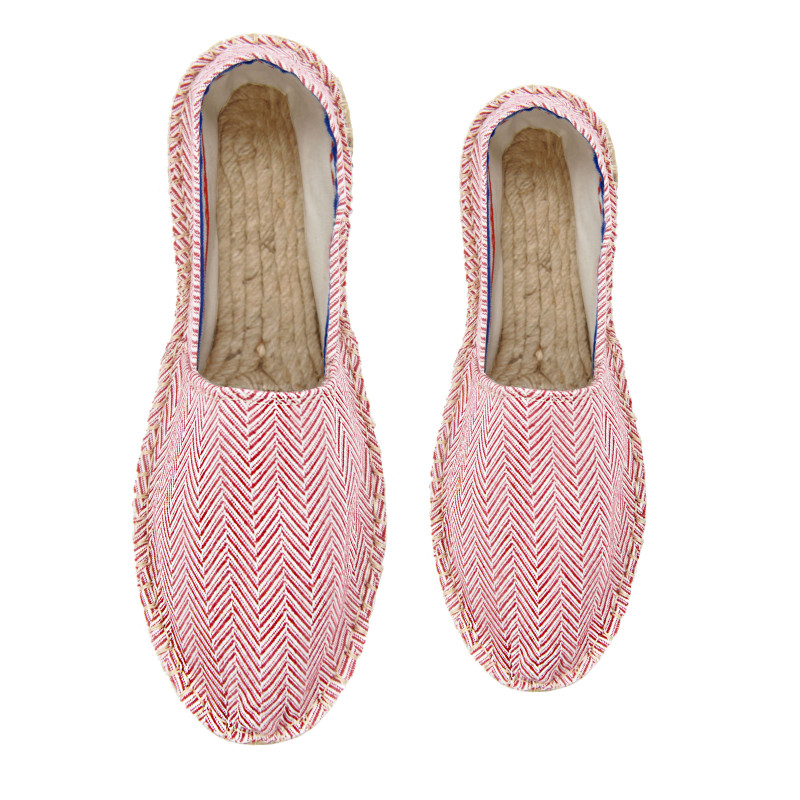 vue dessus espadrilles toile coton recycle blanc rouge jules & jenn