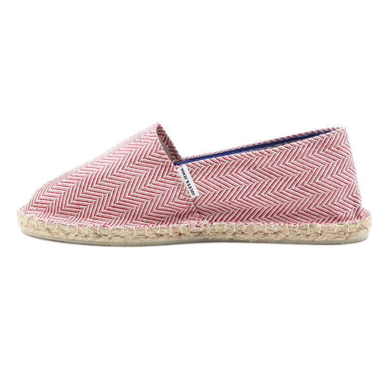 vue exterieur espadrilles toile coton recycle blanc rouge jules & jenn