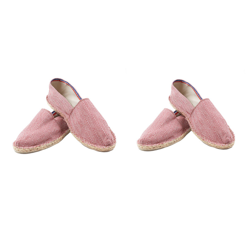 vue croisee espadrilles toile coton recycle blanc rouge jules & jenn