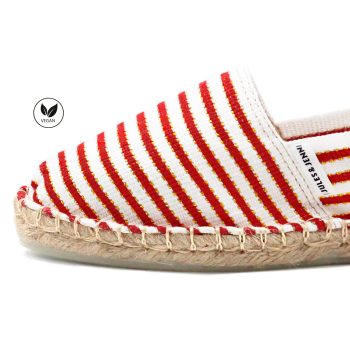 vue zoomee espadrilles toile coton rouge dore jules & jenn
