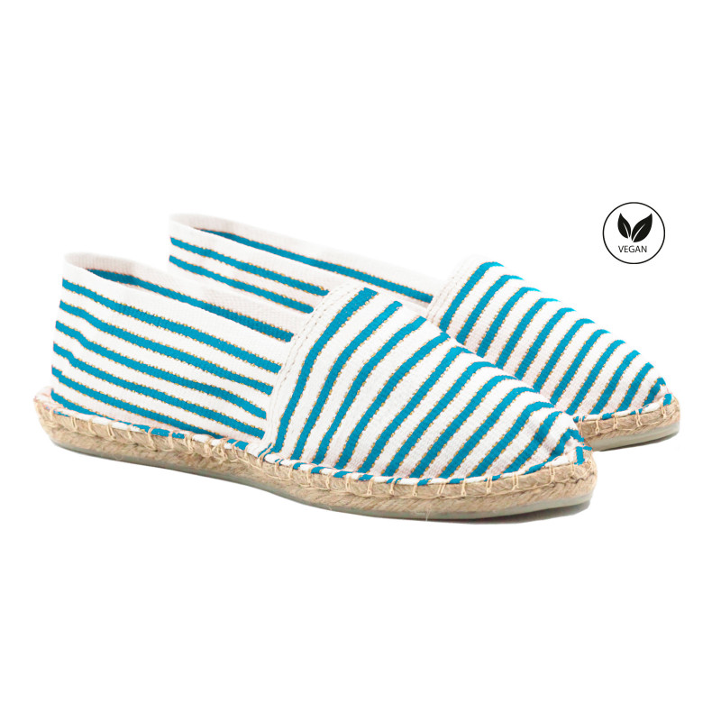 espadrilles toile coton turquoise dore jules & jenn