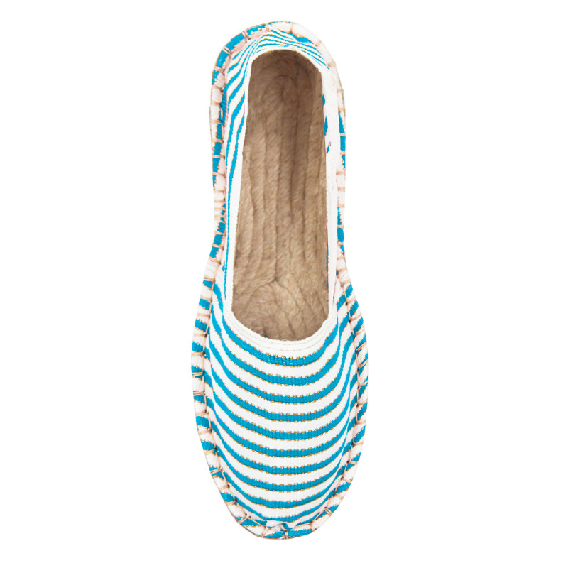 vue dessus espadrilles toile coton turquoise dore jules & jenn