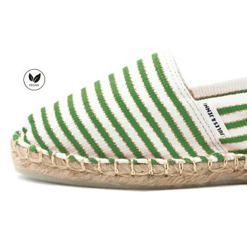 vue zoomee espadrilles toile coton vert dore jules & jenn