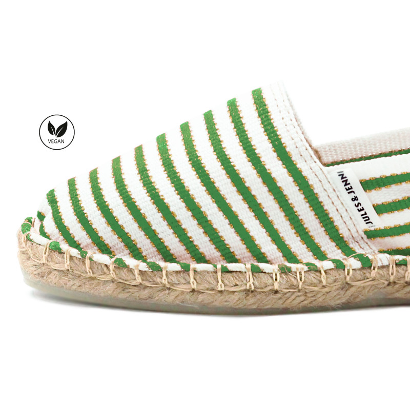 vue zoomee espadrilles toile coton vert dore jules & jenn