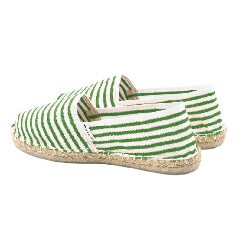 vue arriere espadrilles toile coton vert dore jules & jenn