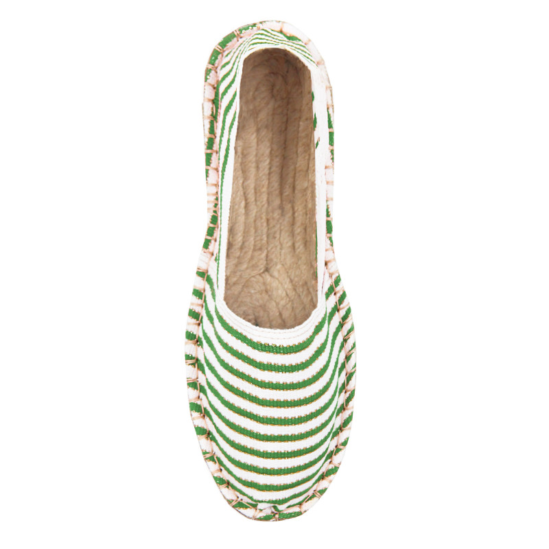 vue dessus espadrilles toile coton vert dore jules & jenn