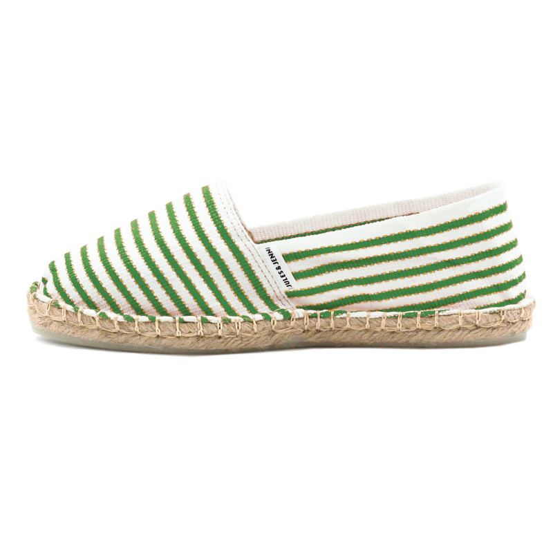 vue exterieur espadrilles toile coton vert dore jules & jenn