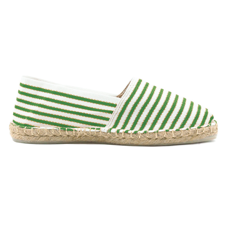 vue interieur espadrilles toile coton vert dore jules & jenn