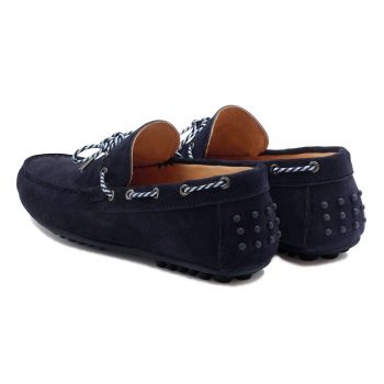 vue arriere mocassins tradition cuir daim bleu jules & jenn