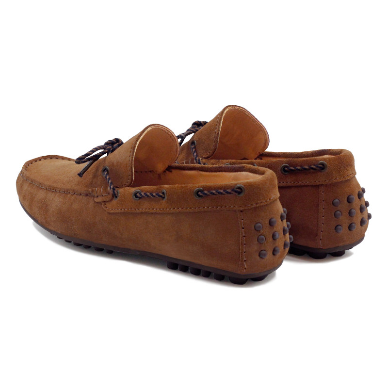 vue arriere mocassins tradition cuir daim cognac jules & jenn