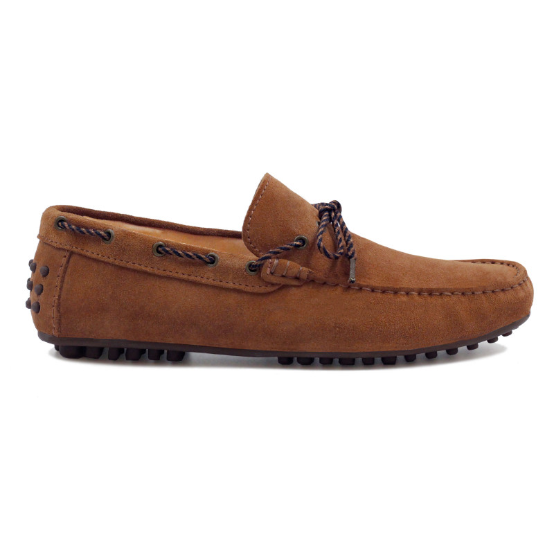 vue exterieur mocassins tradition cuir daim cognac jules & jenn