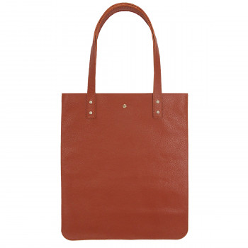 vue avant sac cabas plat femme cuir graine brique jules & jenn