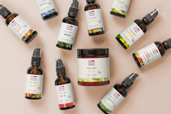 La gamme des huiles végétales bio de Mademoiselle bio.