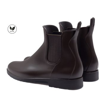 vue arriere boots de pluie caoutchouc marron
