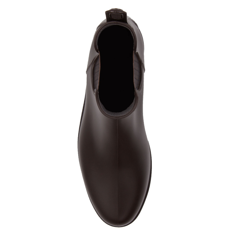 vue dessus boots de pluie caoutchouc marron