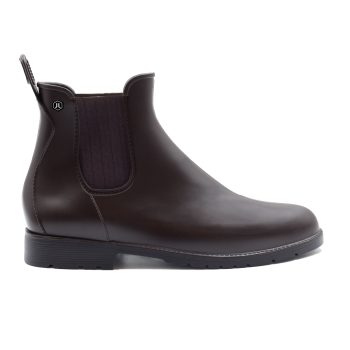 vue exterieur boots de pluie caoutchouc marron