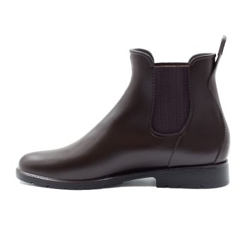 vue interieur boots de pluie caoutchouc marron