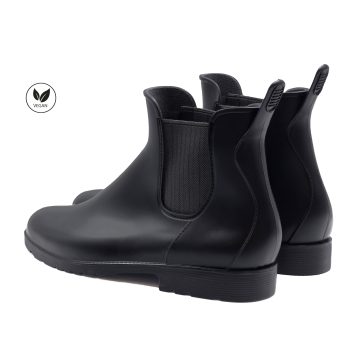 vue arriere boots pluie caoutchouc noir & gris jules & jenn