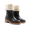 bottes fourrees cuir noir jules & jenn