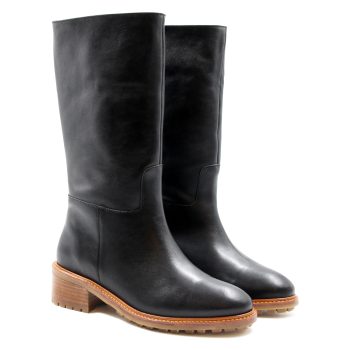 vue 3/4 face bottes fourrees cuir noir jules & jenn