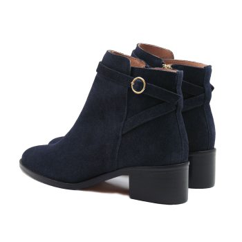 vue arriere bottines cavalieres cuir daim bleu jules & jenn