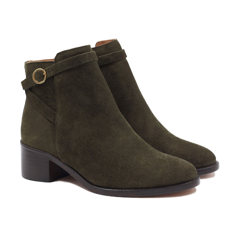 bottines cavalieres cuir daim kaki jules & jenn