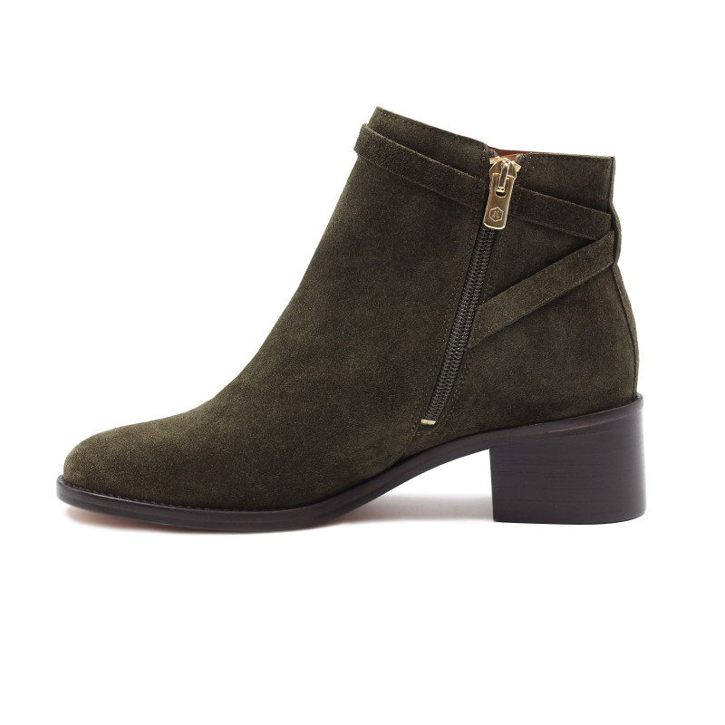 vue interieur bottines cavalieres cuir daim kaki jules & jenn