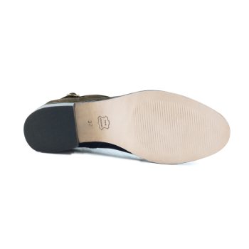 vue dessous bottines cavalieres cuir daim kaki jules & jenn