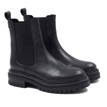 bottines chelsea crantees cuir noir jules & jenn