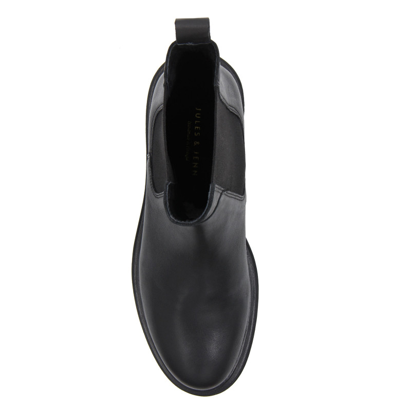 vue dessus bottines chelsea crantees cuir noir jules & jenn