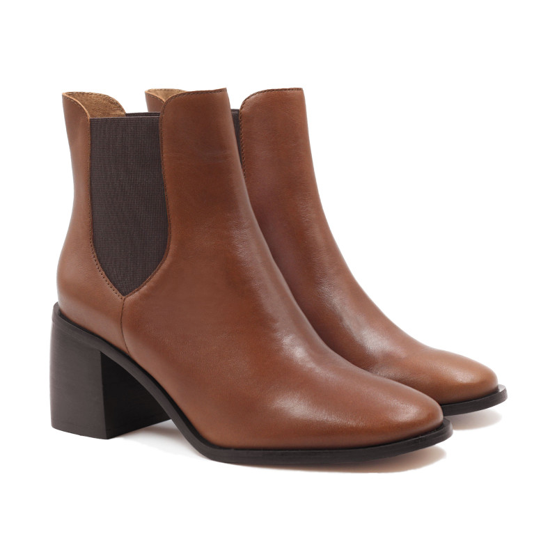 bottines chelsea talon cuir camel jules & jenn