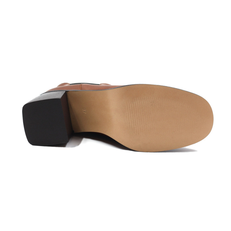 vue dessous bottines chelsea talon cuir camel jules & jenn
