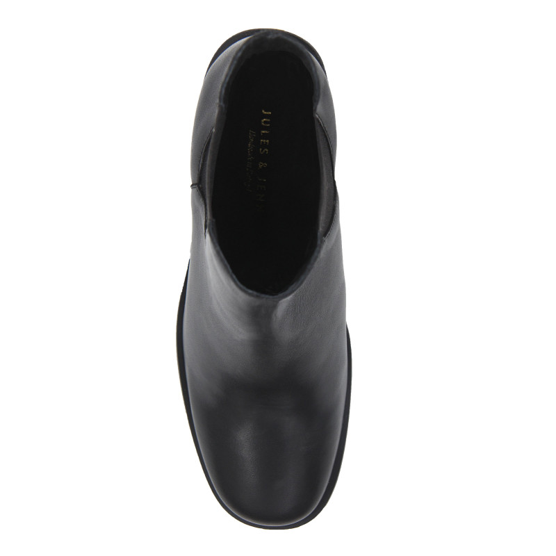 vue dessus bottines chelsea talon cuir noir jules & jenn