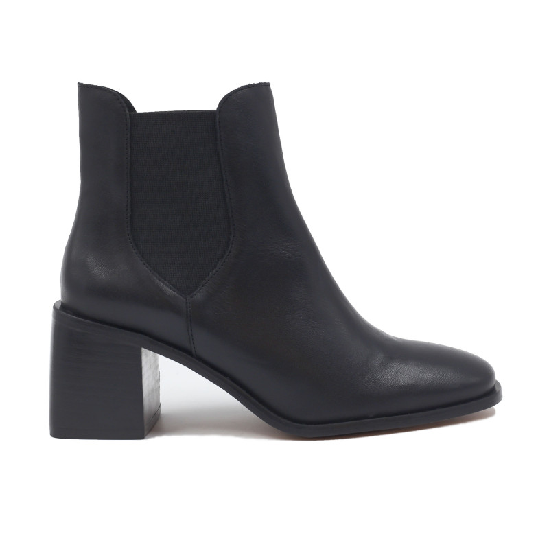 vue exterieur bottines chelsea talon cuir noir jules & jenn