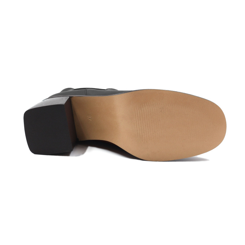 vue dessous bottines chelsea talon cuir noir jules & jenn