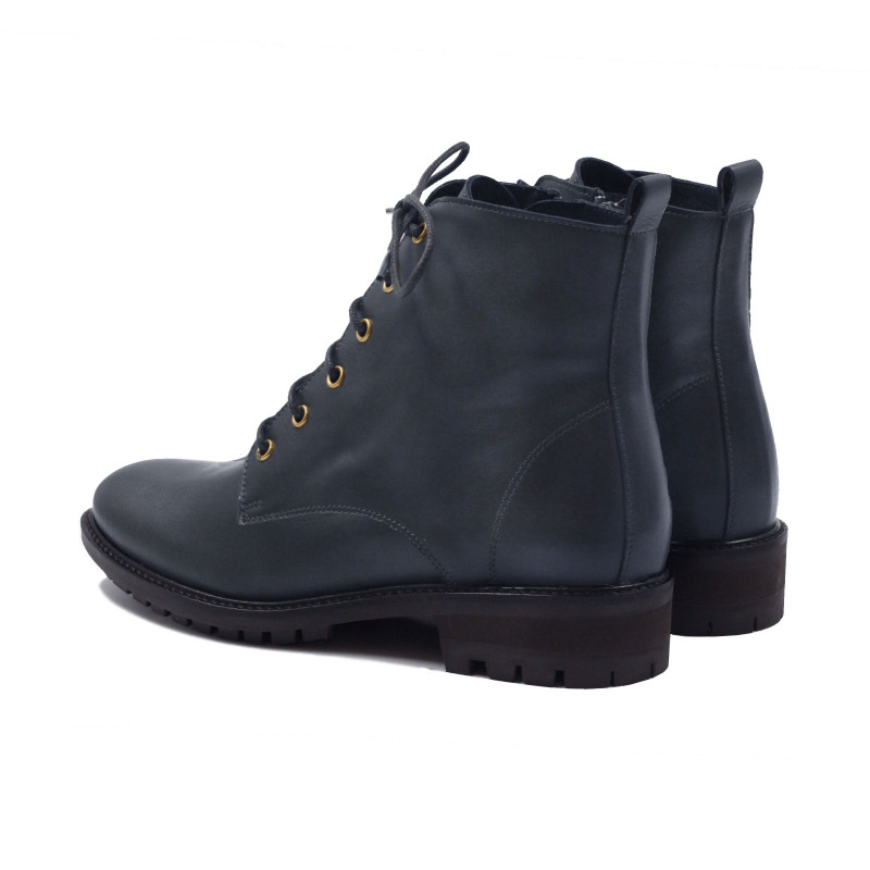 vue arriere bottines plates a lacets cuir bleu jules & jenn