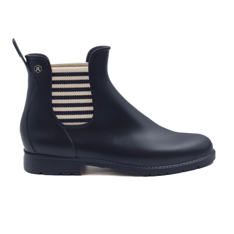 vue exterieur bottines de pluie bleu & blanc jules & jenn