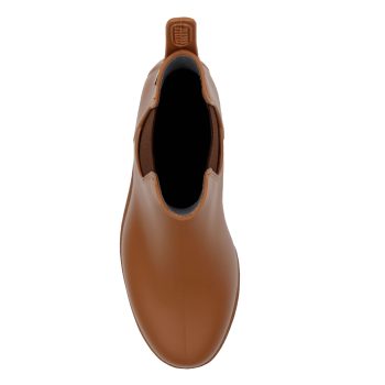 vue dessus bottines pluie caoutchouc camel jules jenn