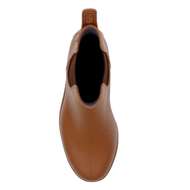 vue dessus bottines pluie caoutchouc camel jules jenn