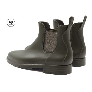 vue arriere bottines de pluie kaki jules & jenn