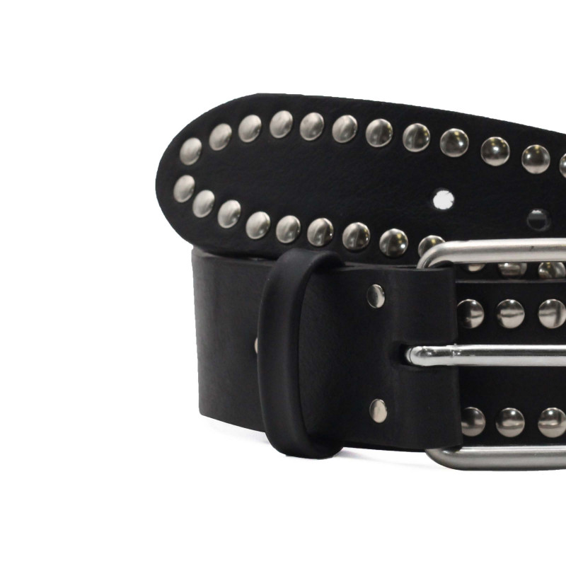 vue serree ceinture cloutee cuir noir jules & jenn