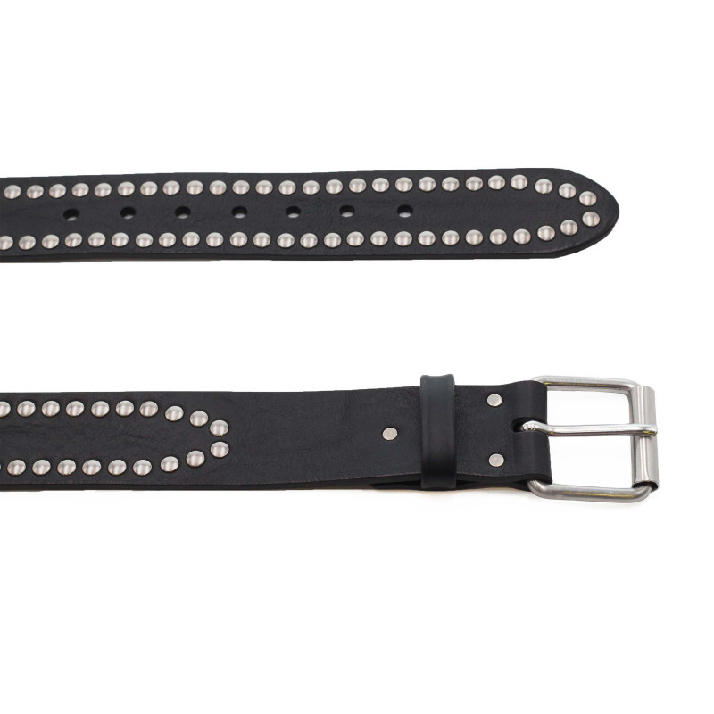 vue dessus ceinture cloutee cuir noir jules & jenn