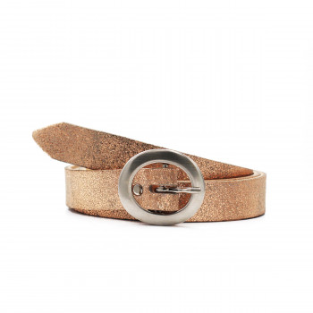 ceinture fine cuir rose metallise jules & jenn