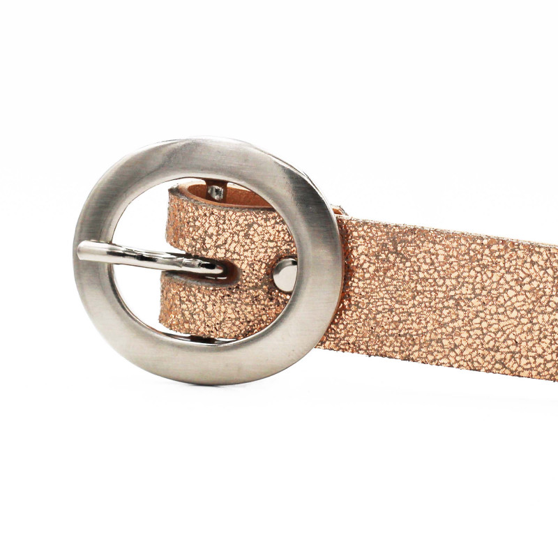 vue serree ceinture fine cuir rose metallise jules & jenn